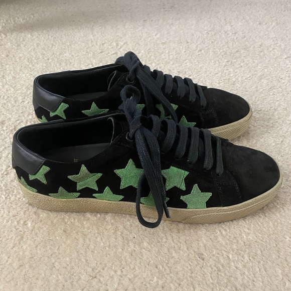 Saint Laurent Suede Graphic Print Sneakers - Picture 1 of 4